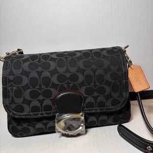 Coach black Denim Soft Tabby Shoulder Bag NEW! W/ Dustbag & All Straps
